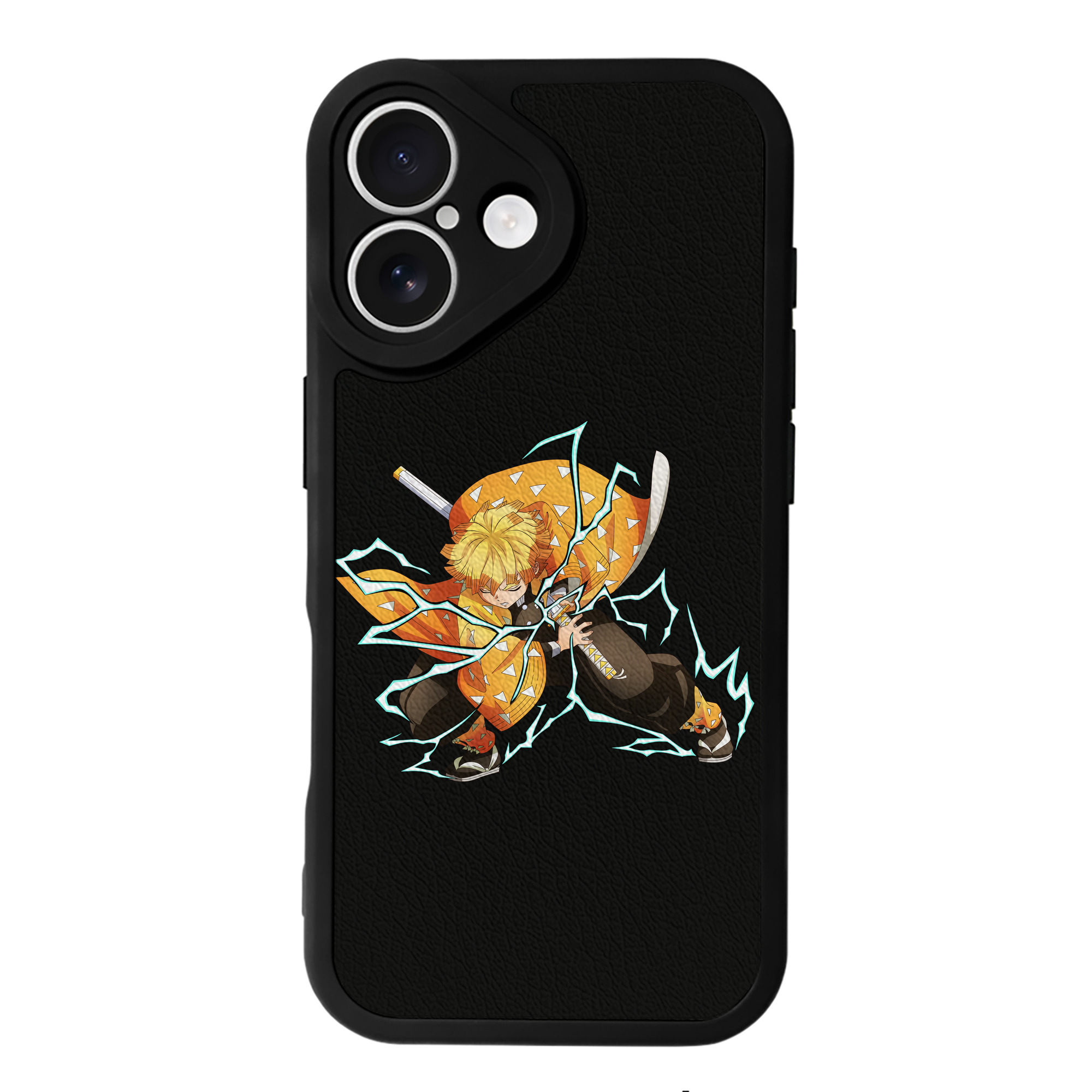 （画像用） 鬼滅の刃（きめつのやいば）我妻 善逸／あがつま ぜんいつ Agatsuma Zenitsu 【iPhone 16シリーズ対応】シリコンスマホケース（レザー調） 材質：シリコン